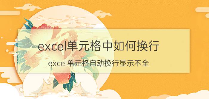 excel单元格中如何换行 excel单元格自动换行显示不全？